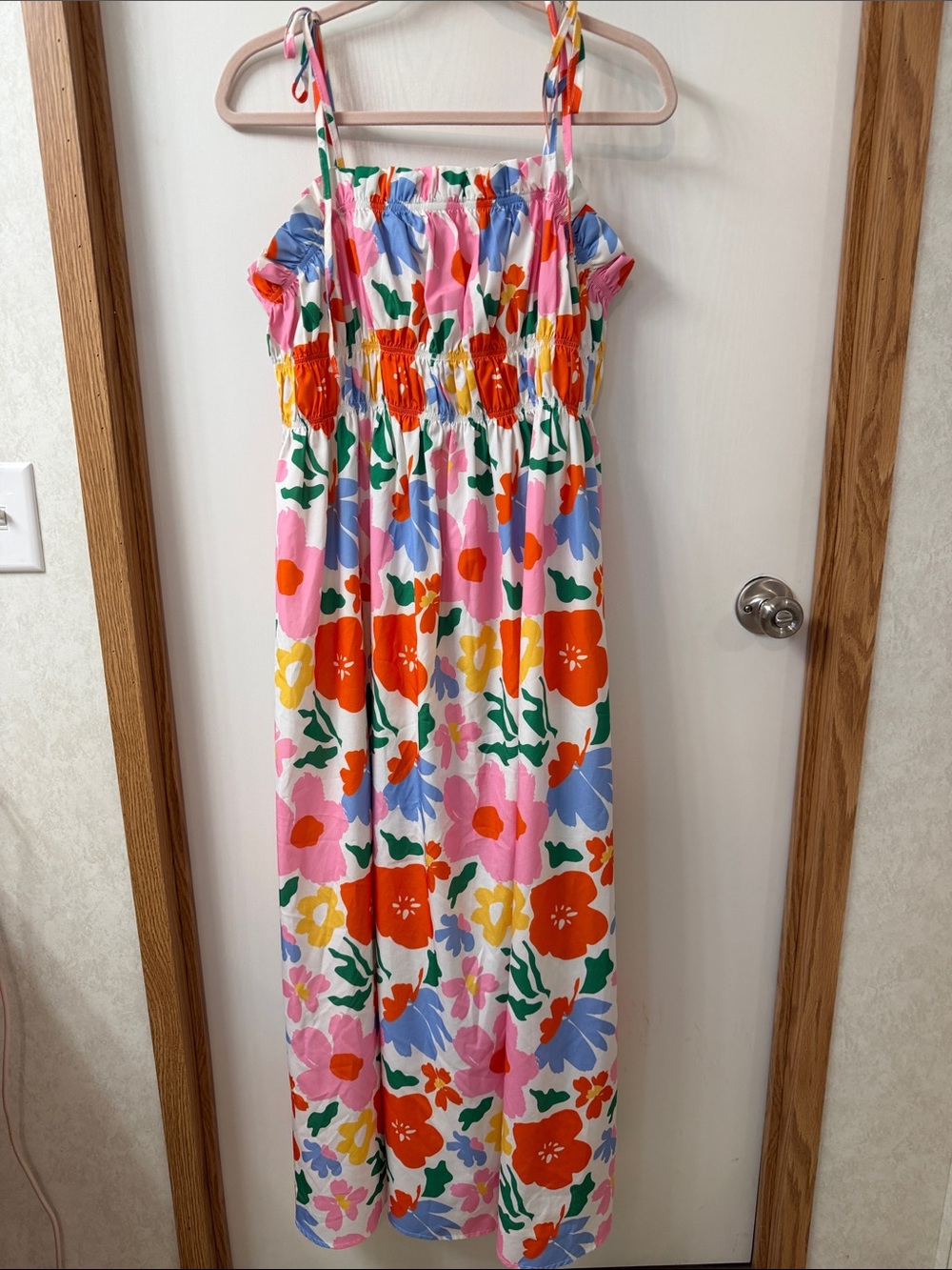SHEIN White Maxi Dress with Multicolor Floral Print
